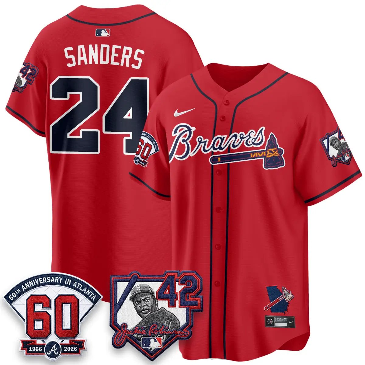 ATL 2026 Jackie Robinson Day Vapor Limited Red Jersey - All Stitched by Atlanta Braves