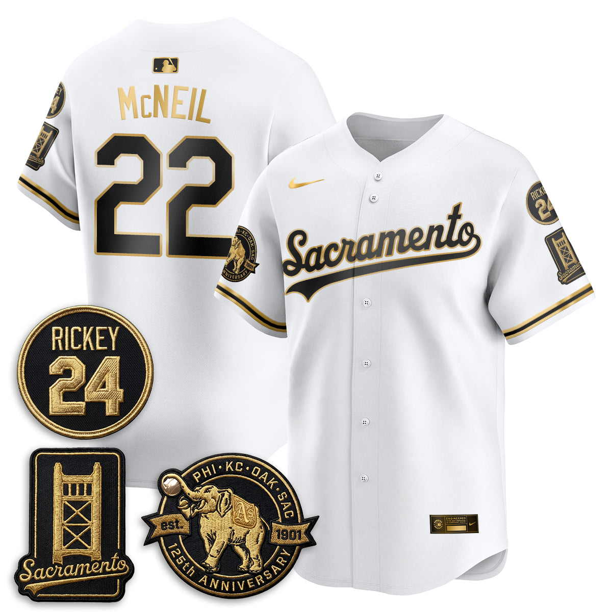 OAK 2026 Alternate Sacramento 125 Years Limited Vapor Gold Edition Jersey - All Stitched by Oakland Athletics