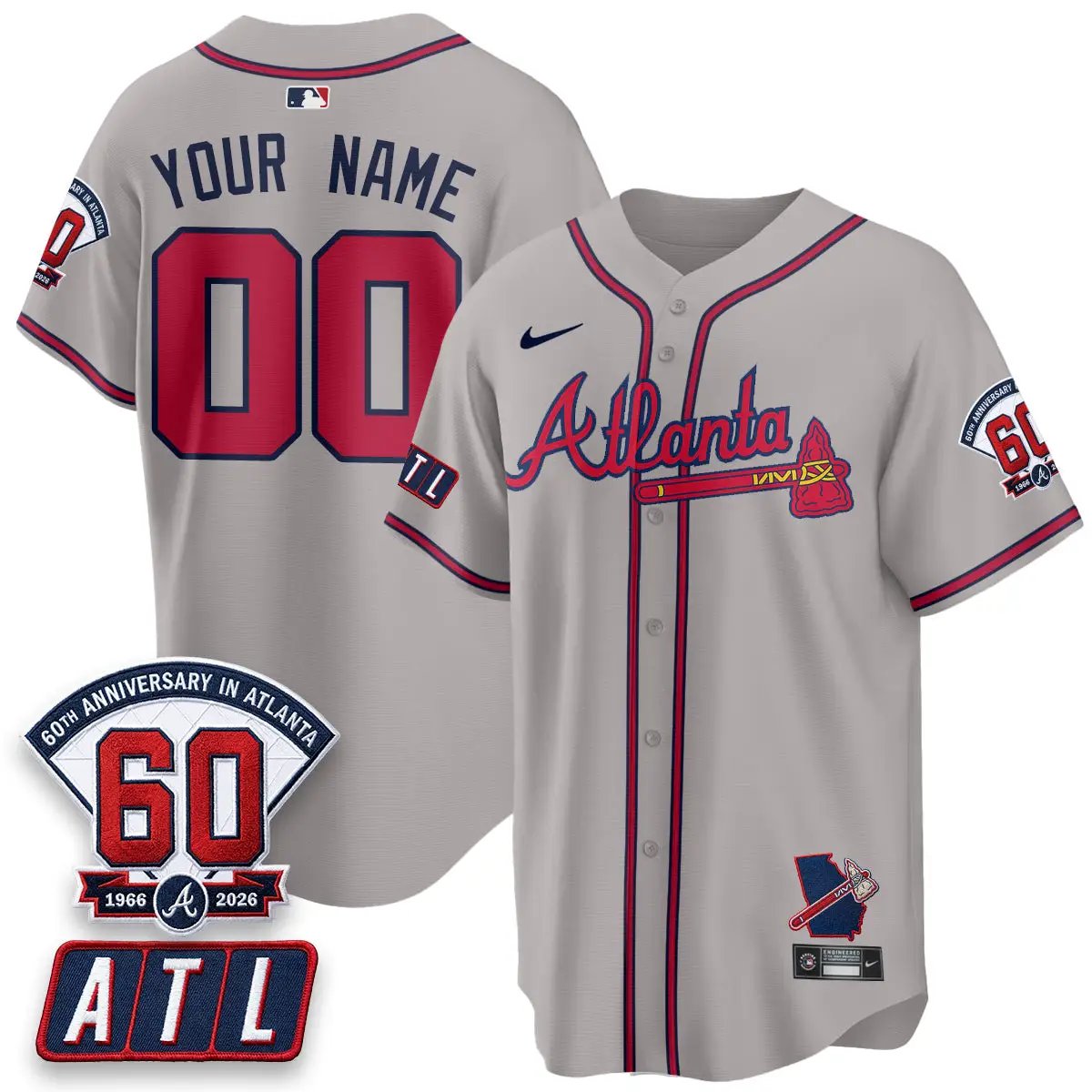 ATL 2026 60th Anniversary Vapor Limited Custom Jersey - All Stitched by Atlanta Braves