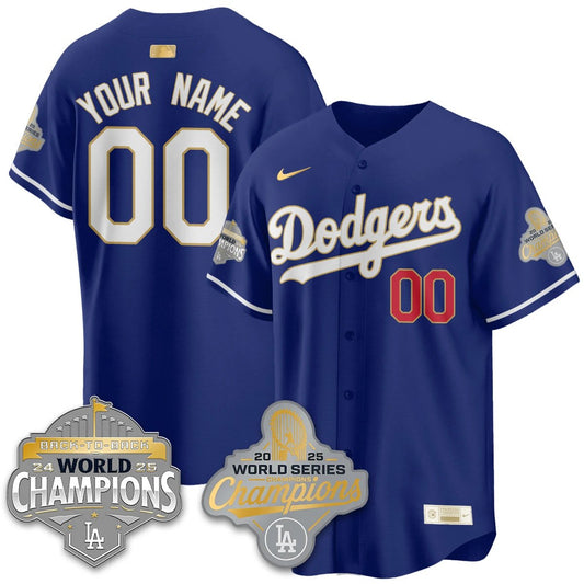 Custom LAD Gold Collection Stadium Vapor Limited Jersey - B2B Champs - All Stitched by Dodgers