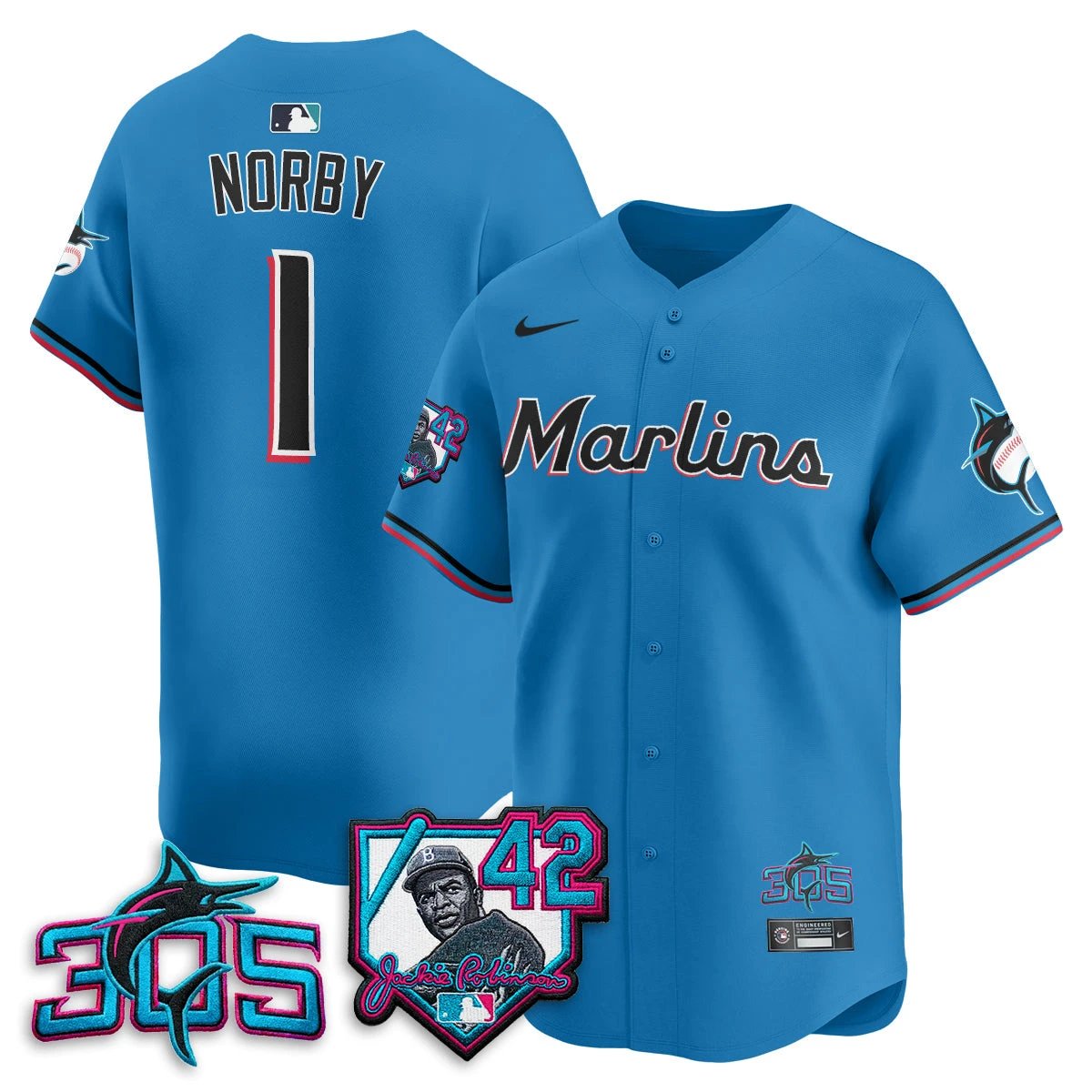 MIA 2026 Jackie Robinson New Era Vapor Limited Jersey - All Stitched by Miami Marlins
