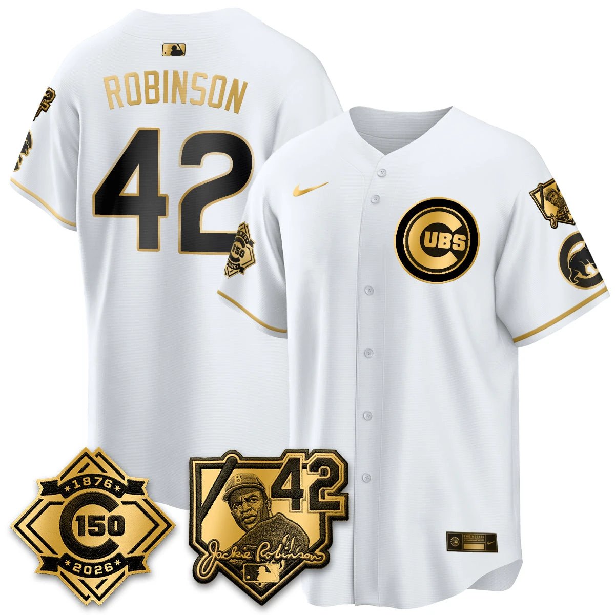 Chicago Cubs 150th Anniversary & Jackie Robinson Day Patch Vapor Premier Limited Jersey - All Stitched by Chicago Cubs
