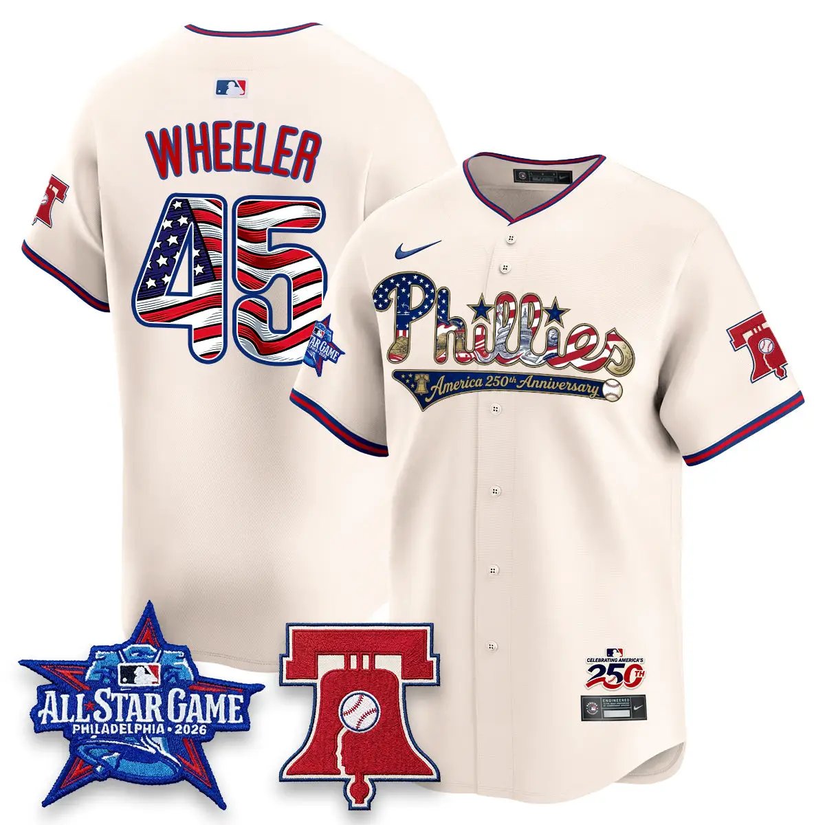 2026 USA 250 All Star Game Vapor Limited Pinstripe Jersey - Stitched by Philadelphia Phillies