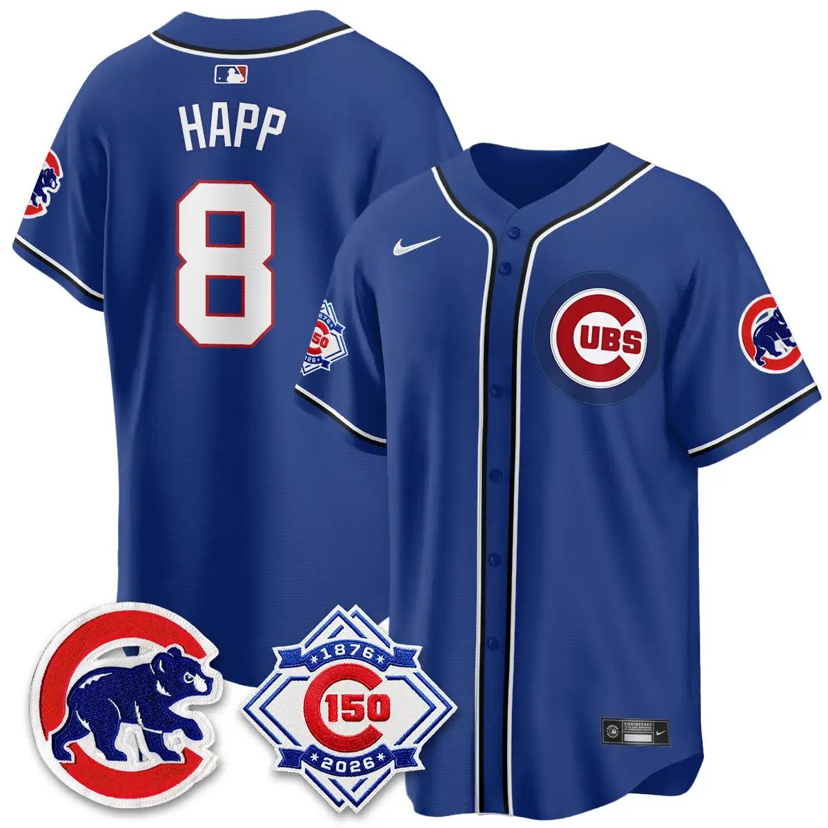 Chicago Cubs 150th Anniversary Black Out Style Vapor Premier Limited Jersey - All Stitched by Chicago Cubs