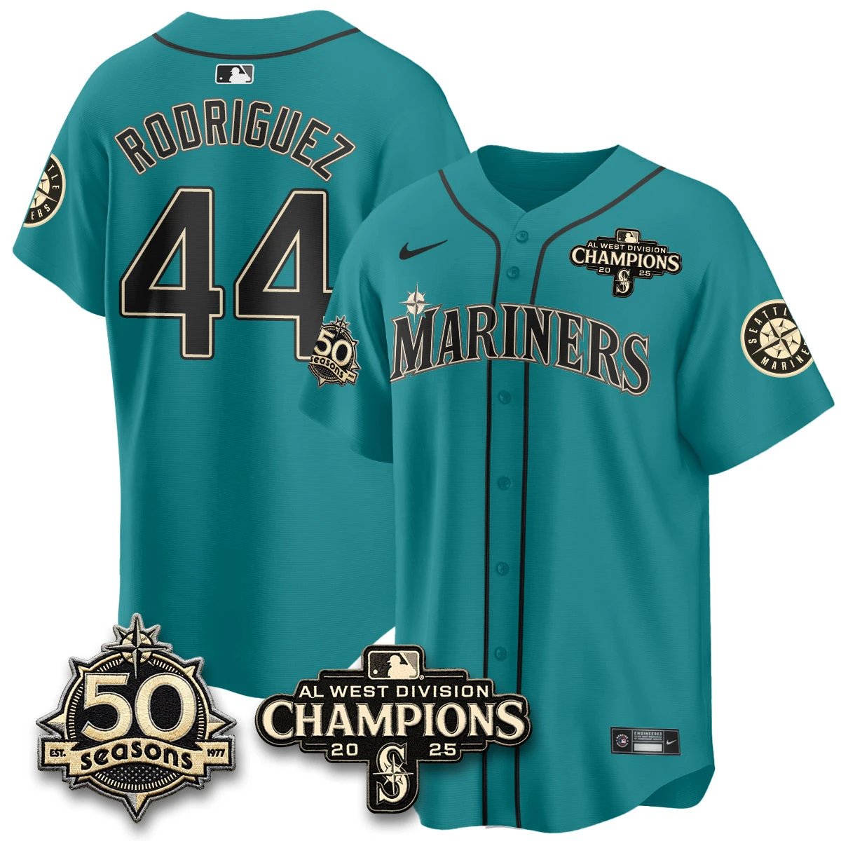 Seattle Mariners Vapor Premier Limited Jersey - 50th Anniversary & AL West Division Champions - Steelheads Community Funds - All Stitched by Seattle Mariners