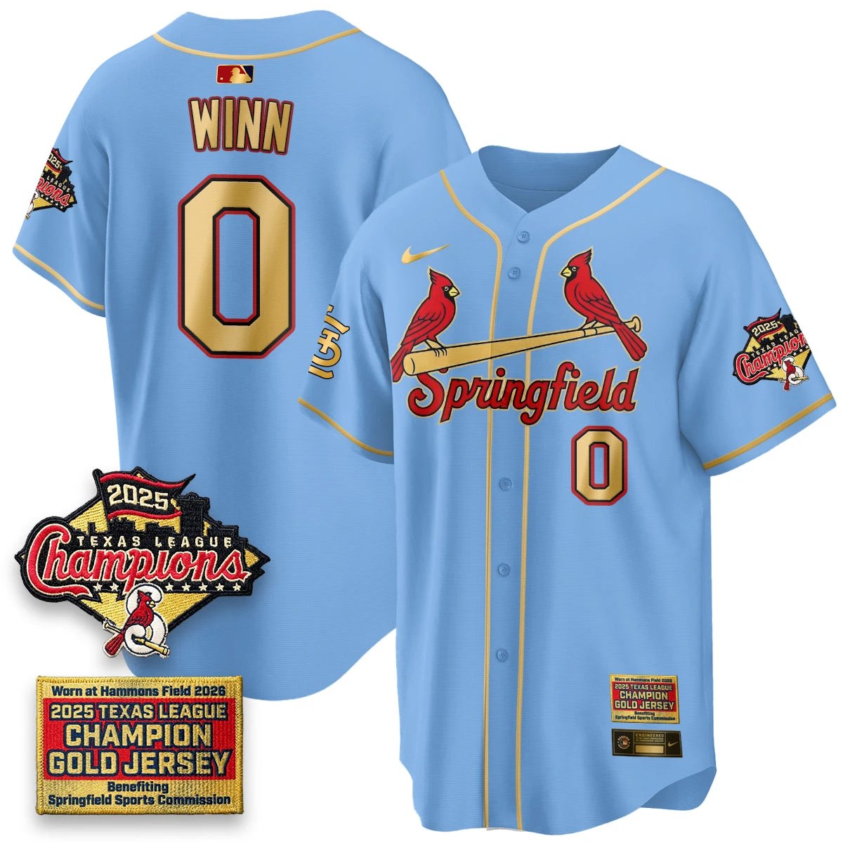 St. Louis Cardinals Springfield's Championship Gold Limited Jerseys - All Stitched by St. Louis Cardinals