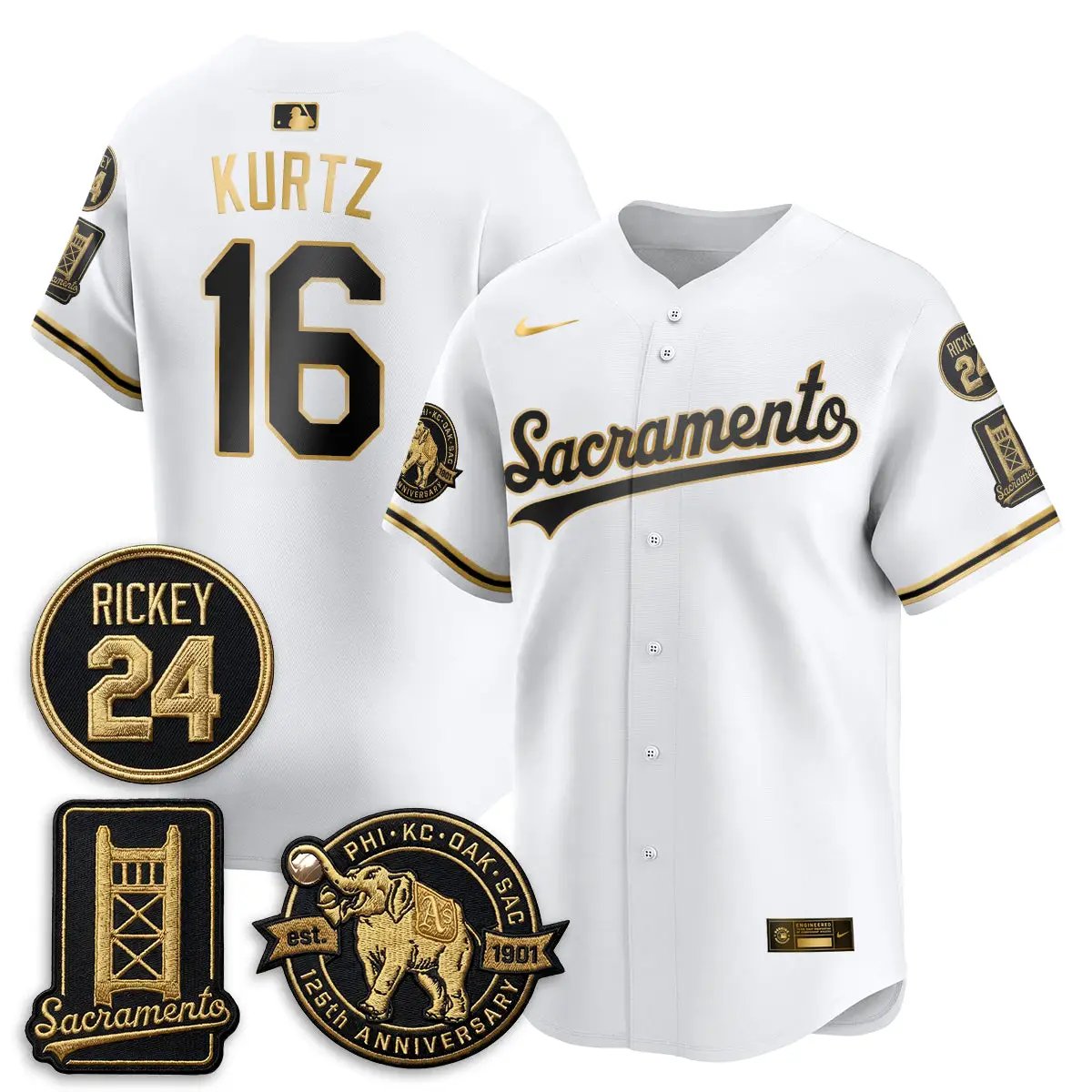 OAK 2026 Alternate Sacramento 125 Years Limited Vapor Gold Edition Jersey - All Stitched by Oakland Athletics