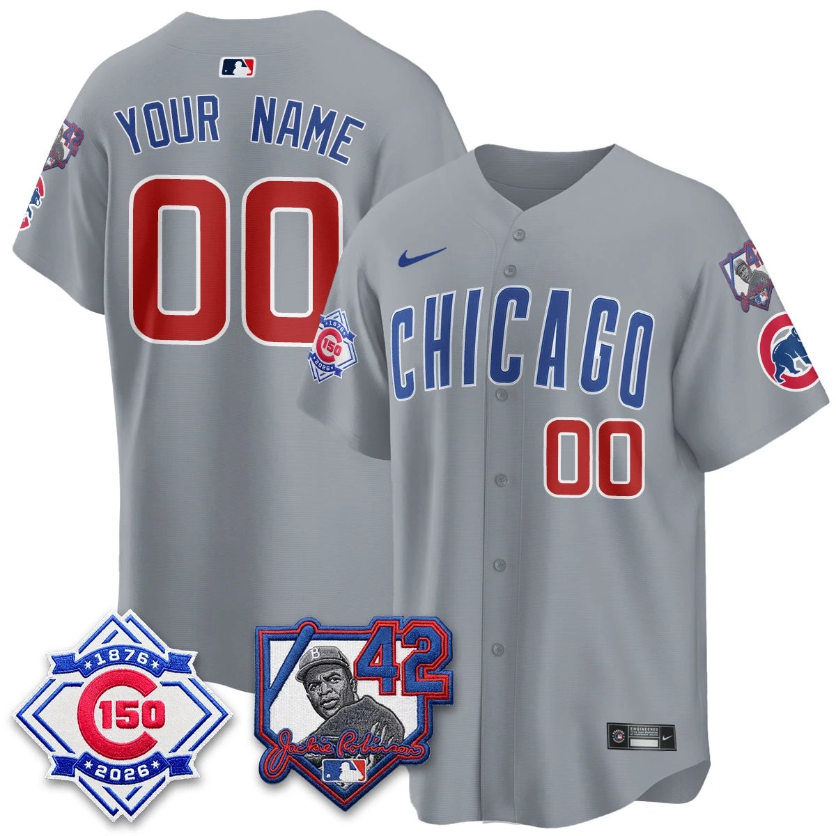 Chicago Cubs 150th Anniversary & Jackie Robinson Day Patch Vapor Premier Limited Custom Jersey - All Stitched by Chicago Cubs