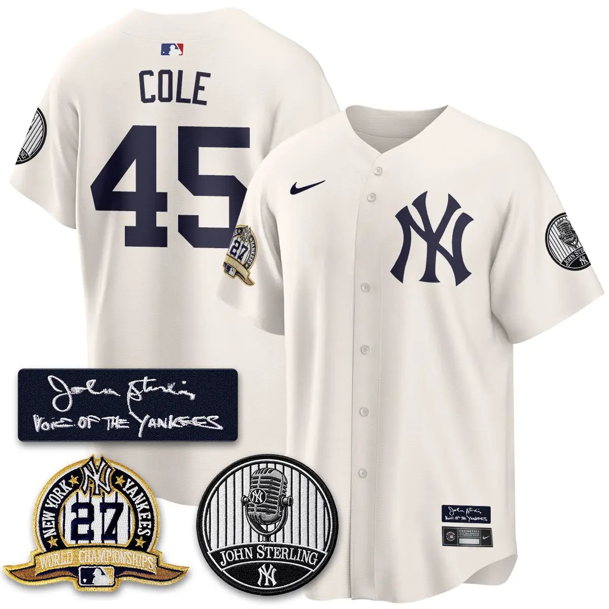 NYY John Sterling Tribute Patch Vapor Premier Limited Jersey - Stitched by New York Yankees