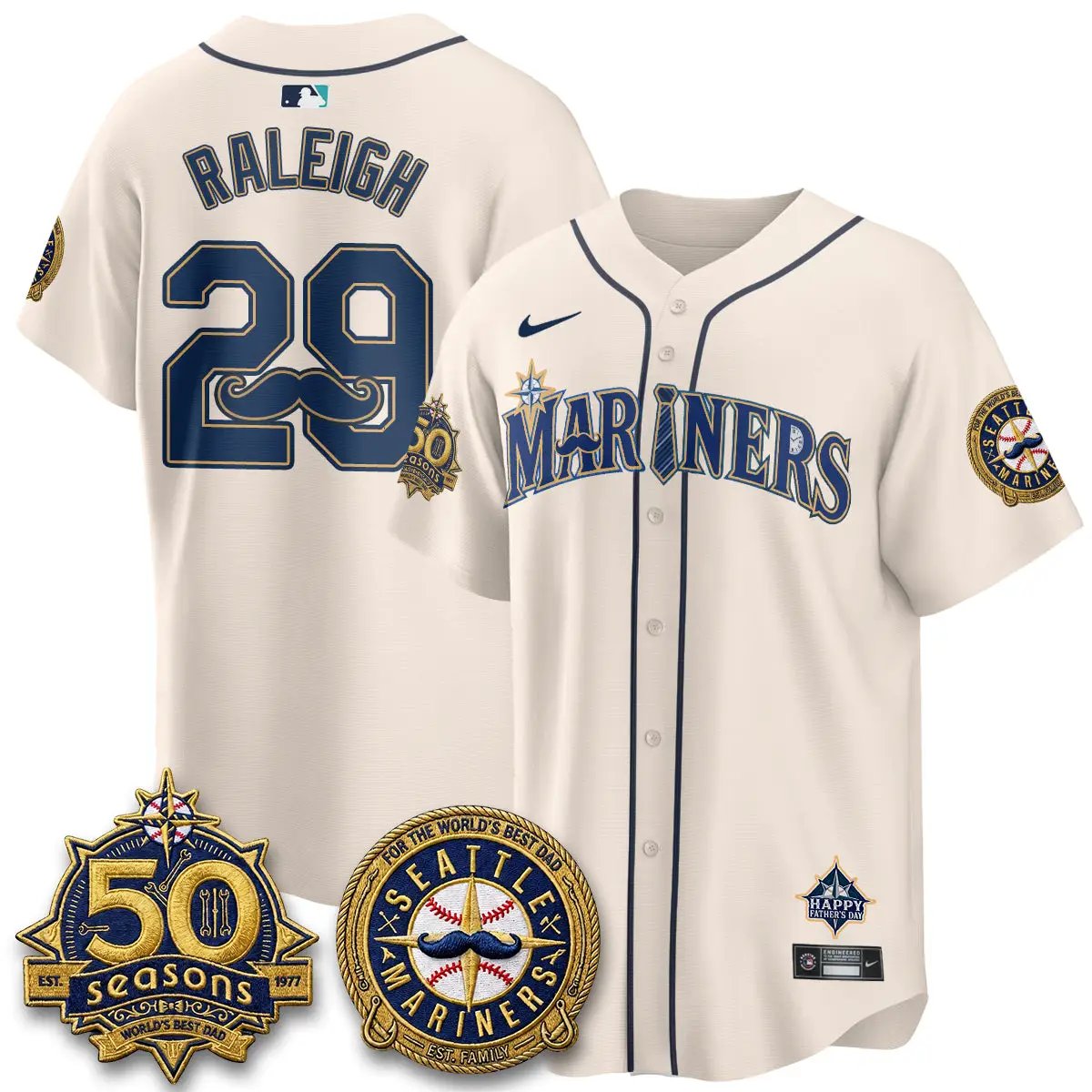 Seattle Mariners Happy Father's Day Vapor Jersey - Stitched by Seattle Mariners