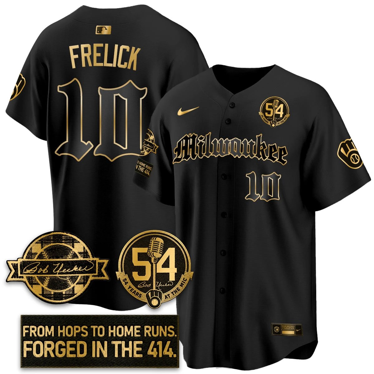 MIL Bob Uecker Patch Vapor Premier Limited Jersey - Gothic Edition - All Stitched by Milwaukee Brewers