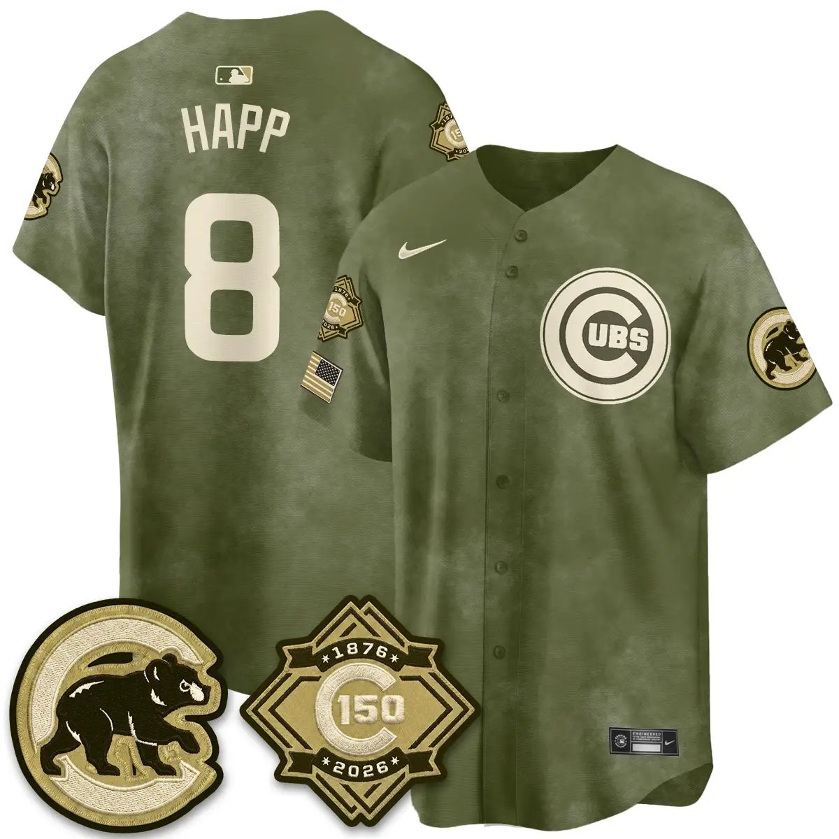 Chicago Cubs New Era Olive 2026 Armed Forces Day Jersey -All Stitched by Chicago Cubs