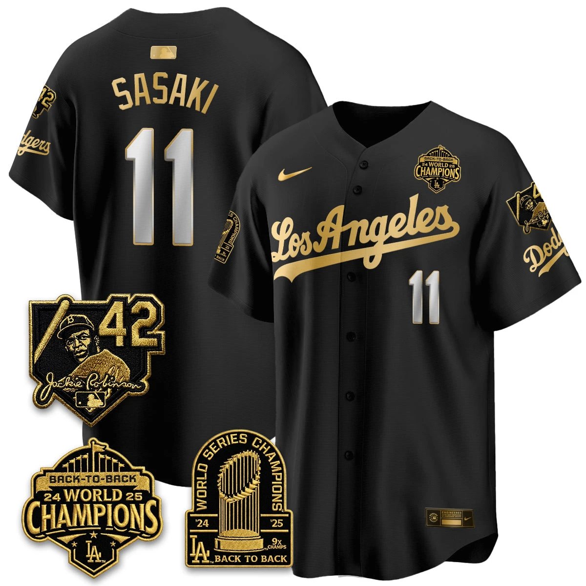Los Angeles Dodgers 2026 New Era Gold Collection Vapor Limited Jersey - B2B Champs - All Stitched by Los Angeles Dodgers