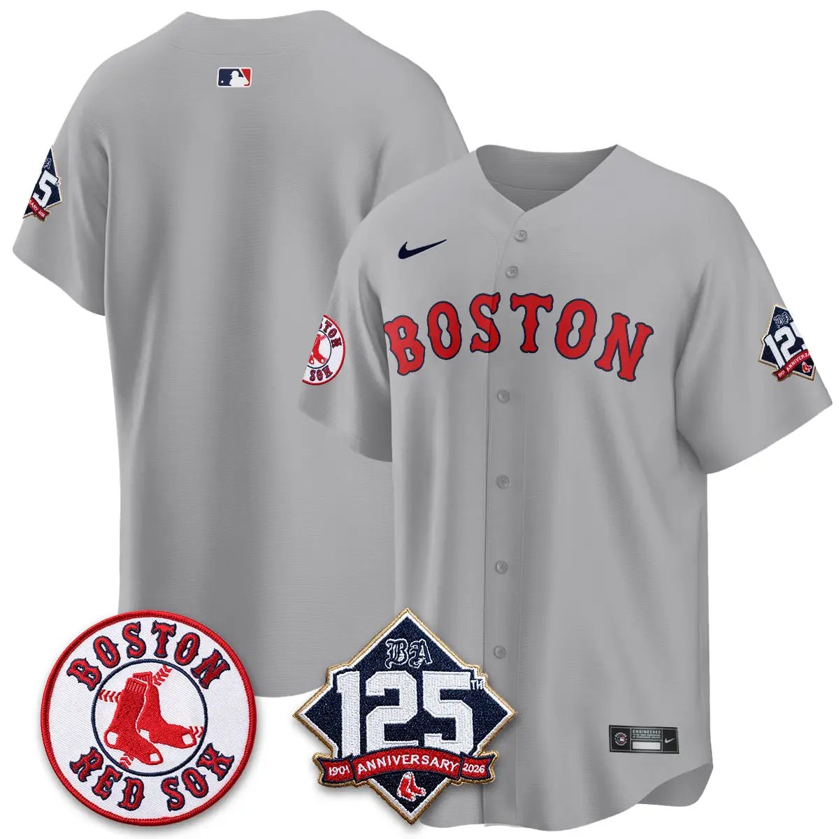 Boston Red Sox 125th Anniversary Patch Vapor Jersey - Stitched by Boston Red Sox
