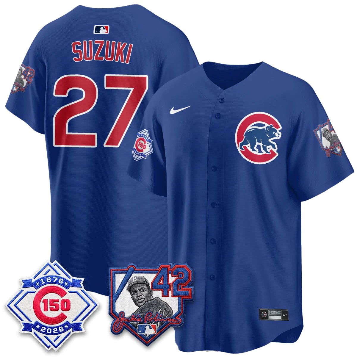 Chicago Cubs 150th Anniversary & Jackie Robinson Day Patch Vapor Premier Limited Jersey - All Stitched by Chicago Cubs
