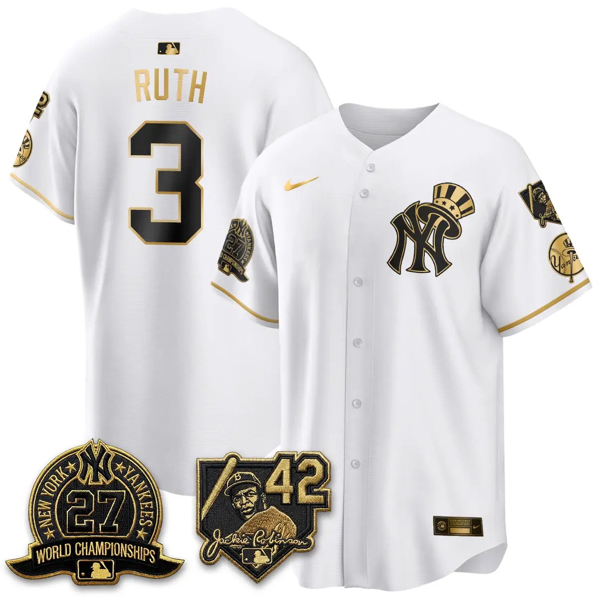 New York Yankees 2026 Jackie Robinson Day Vapor Limited Gold Edition Jersey - All Stitched - V2 by New York Yankees