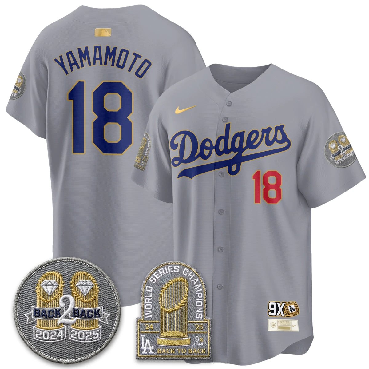 LAD Vapor Limited Jersey - Back to Back Champion - All Stitched by Los Angeles Dodgers
