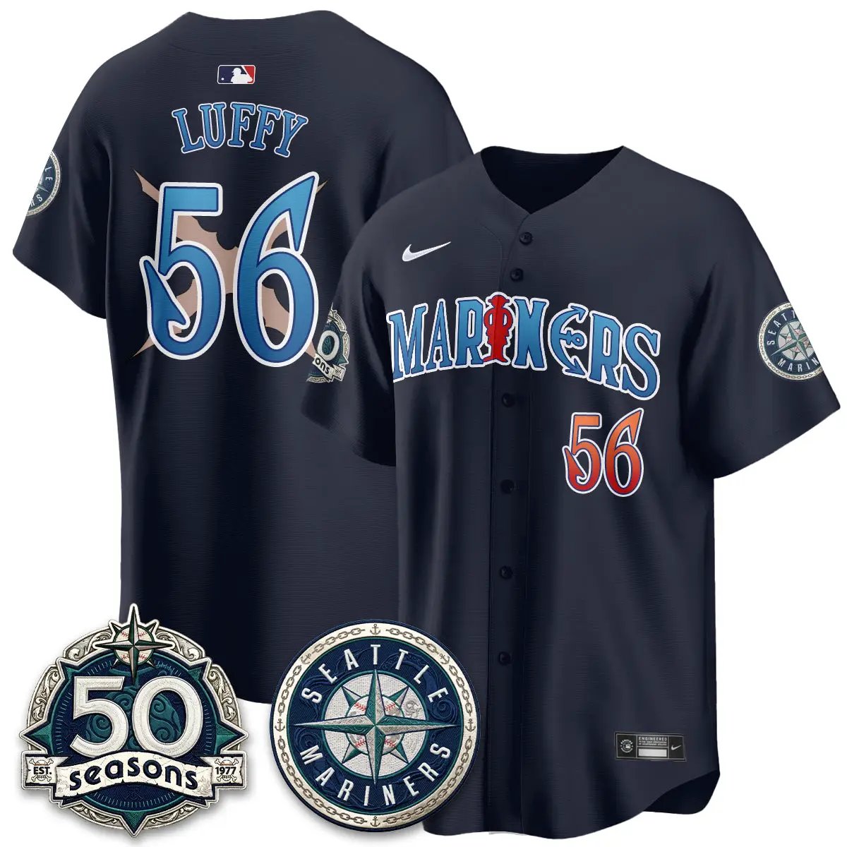Seattle Mariners x Japanese Cartoon Vapor Limited Jersey - Stitched by Seattle Mariners