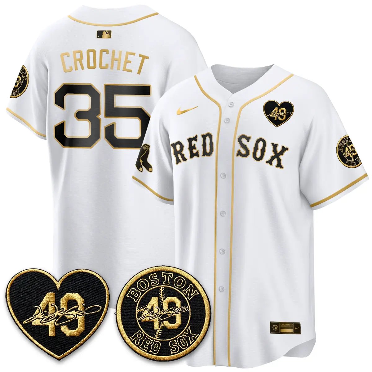 BOS Tim Wakefield Memorial Patch Vaper Premier Limited Red Jersey - All Stitched by Boston Red Sox