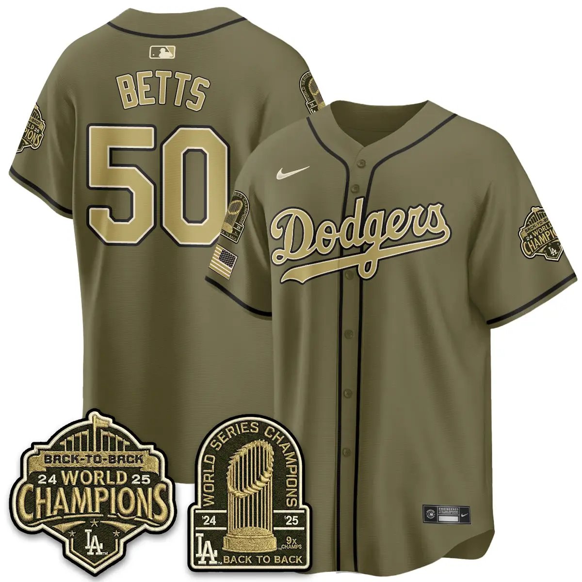 LAD New Era Olive 2026 Armed Forces Day Jersey -All Stitched by Los Angeles Dodgers