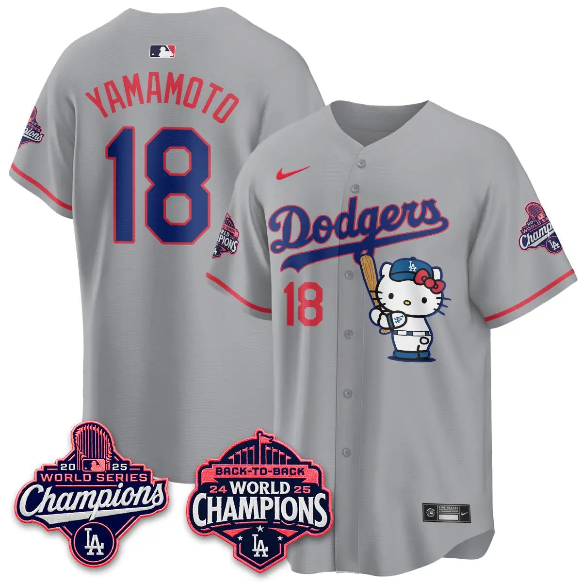 LAD x Hello Kitty Night 2026 Vapor Jersey - All Stitched by Los Angeles Dodgers