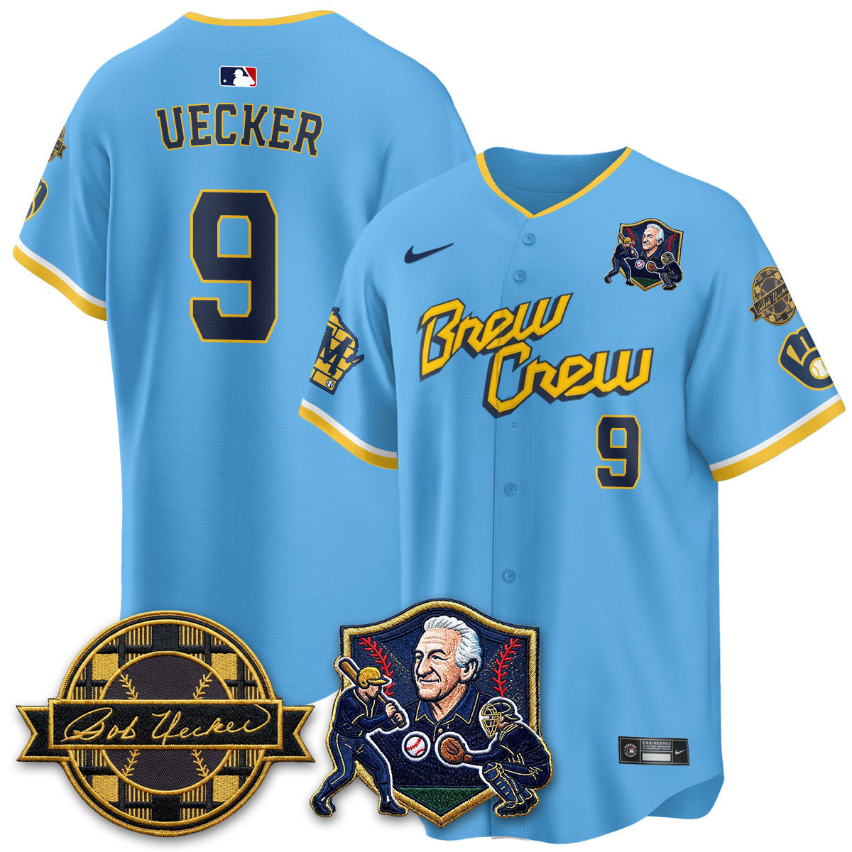 MIL Bob Uecker - 54 Seasons for Brewers' Vapor Limited Gold Jersey - All Stitched by Milwaukee Brewers