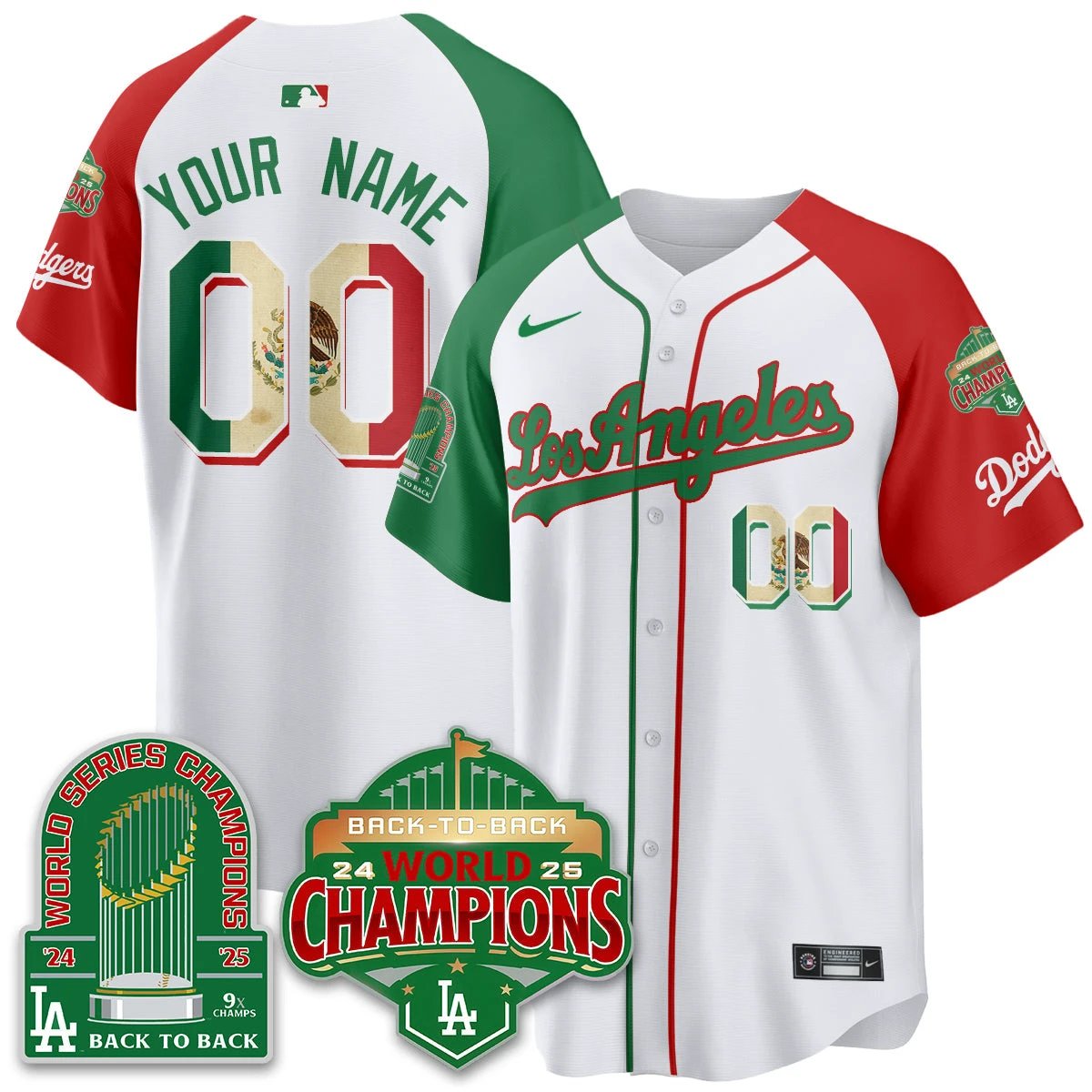 CUSTOM LAD Mexico Vapor Limited Jersey - 9x & B2B Champs - All Stitched by Los Angeles Dodgers