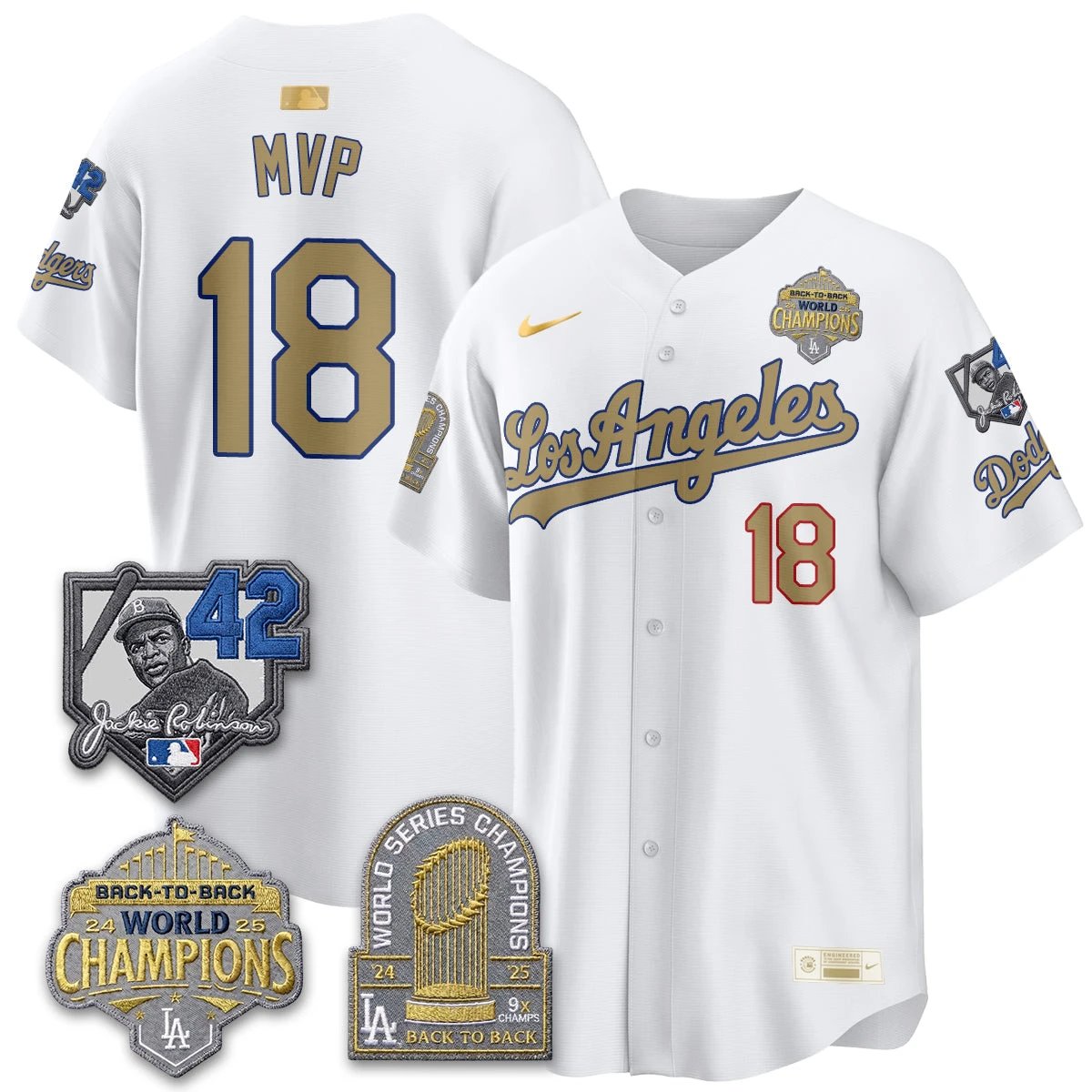 Los Angeles Dodgers 2026 New Era Gold Collection Vapor Limited Jersey - B2B Champs - All Stitched by Los Angeles Dodgers