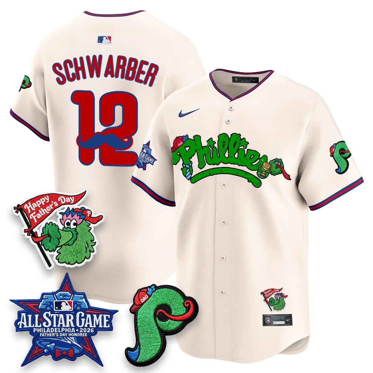PHI Happy Father's Day Vapor Jersey - Stitched by Philadelphia Phillies