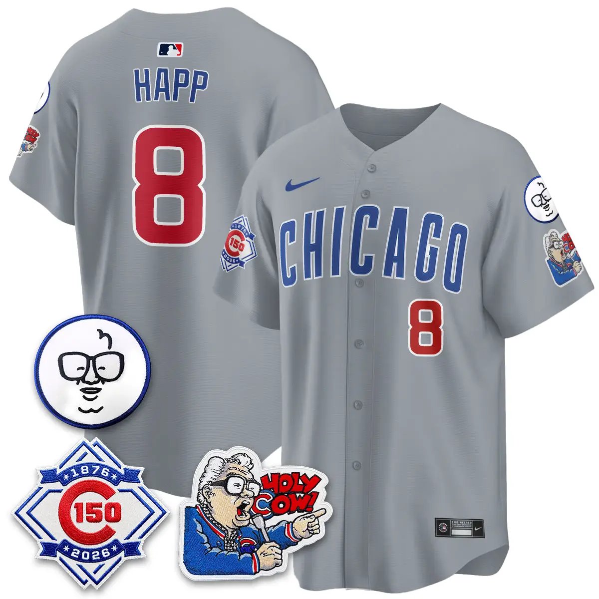 Chicago Cubs 150th Anniversary Harry Caray Holy Cow Vapor Premier Limited Jersey - All Stitched V2 by Chicago Cubs