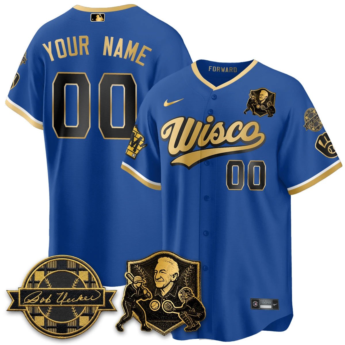 Milwaukee Brewers Bob Uecker - 54 SSs for Brewers' Vapor Custom Limited City Connect Jersey - All Stitched by Milwaukee Brewers