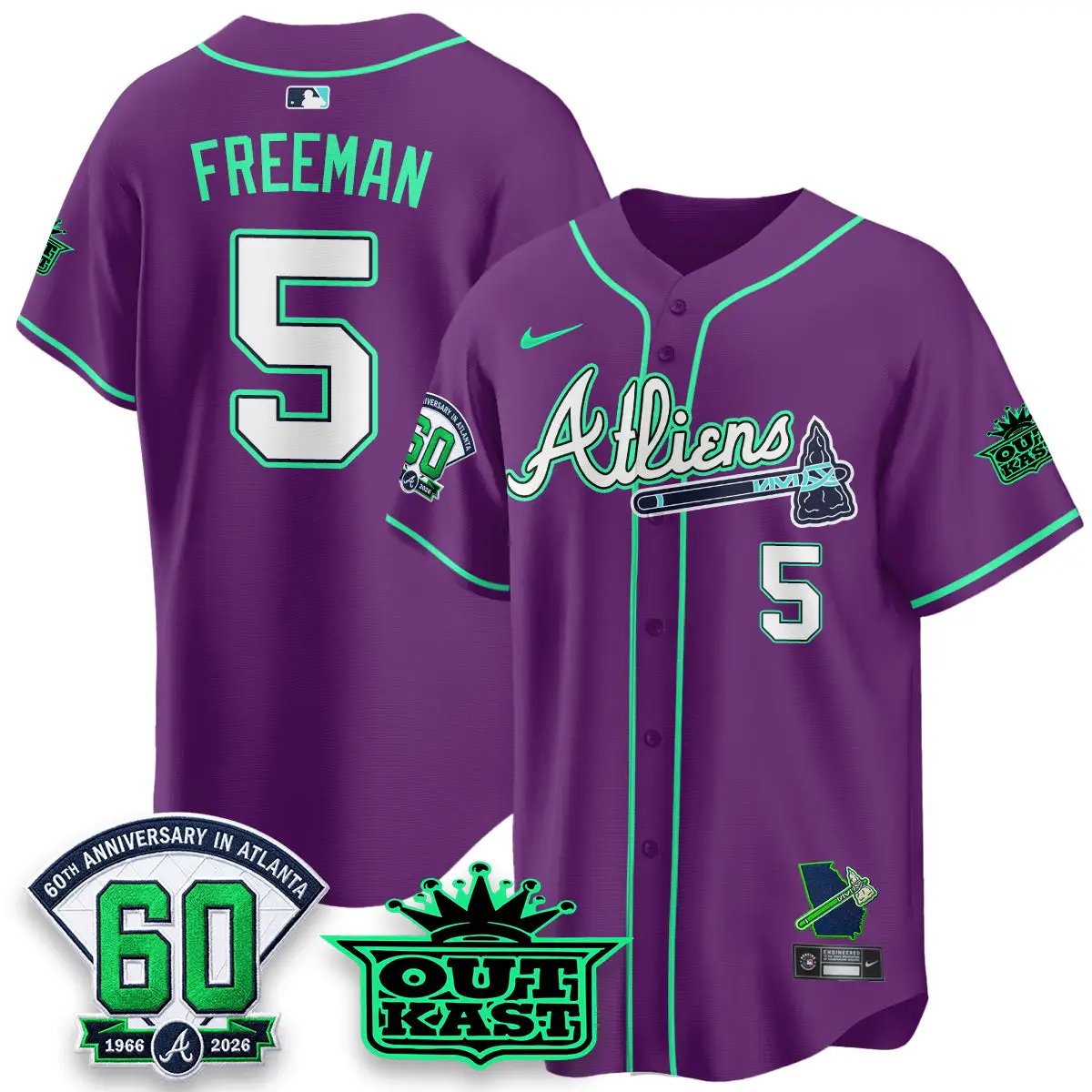 ATL x Atliens Cool Base Galaxy Version Jersey - Stitched (2) by Atlanta Braves