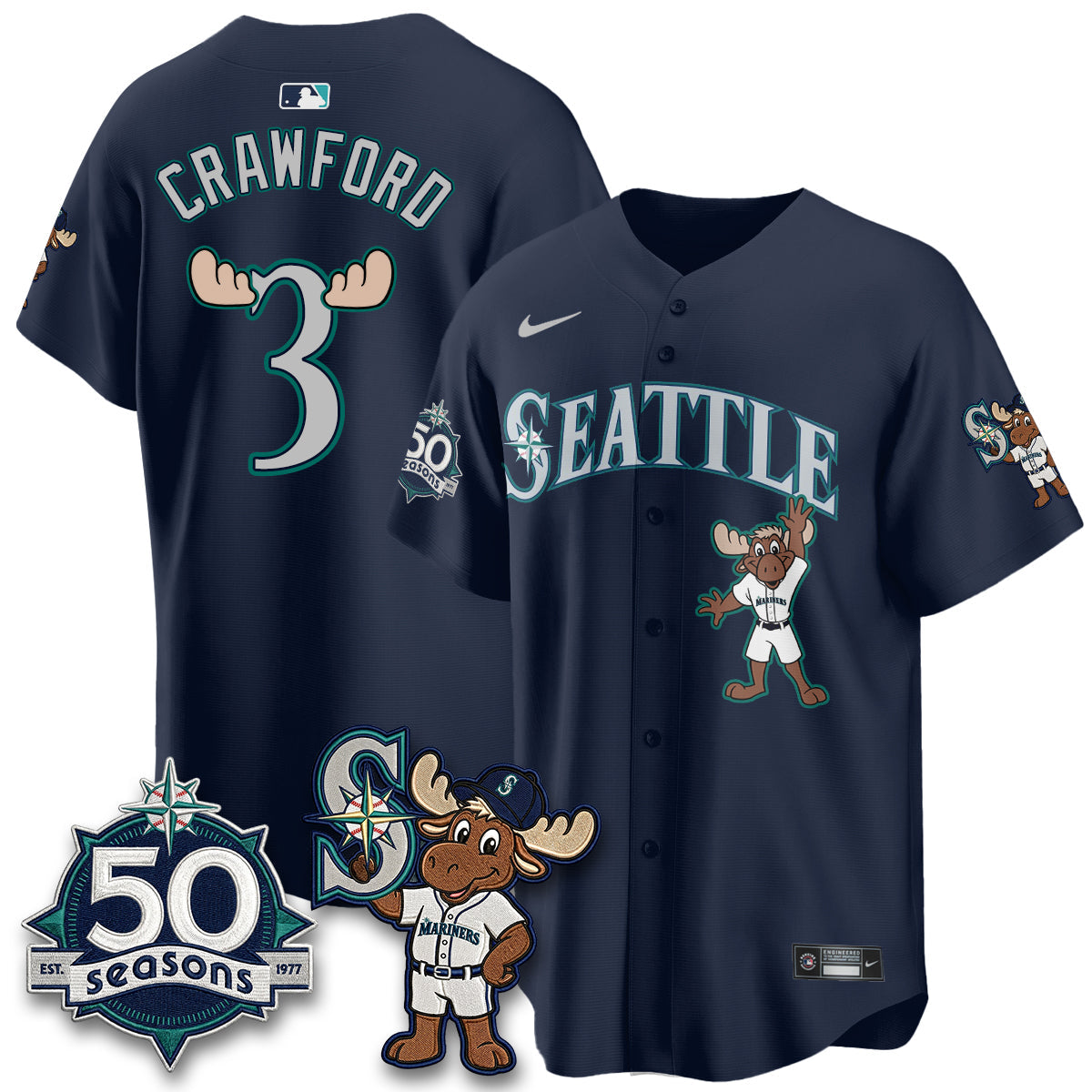 SEA Mascot Jersey - All Stitched by Seattle Mariners