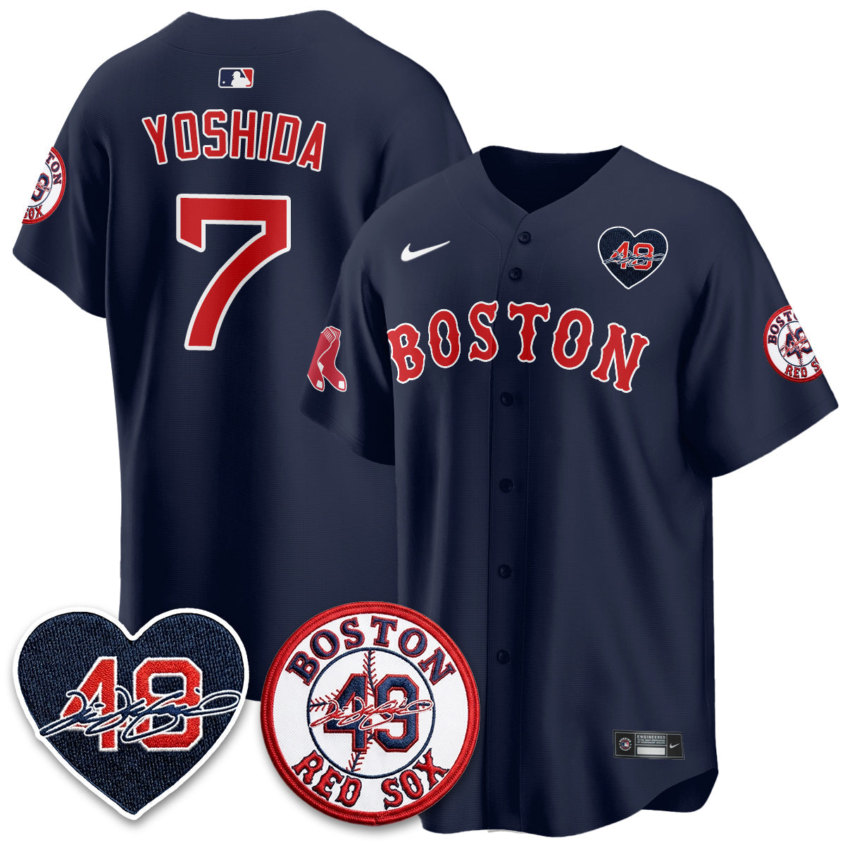 BOS Tim Wakefield Memorial Patch Vaper Premier Limited Jersey - All Stitched by Boston Red Sox