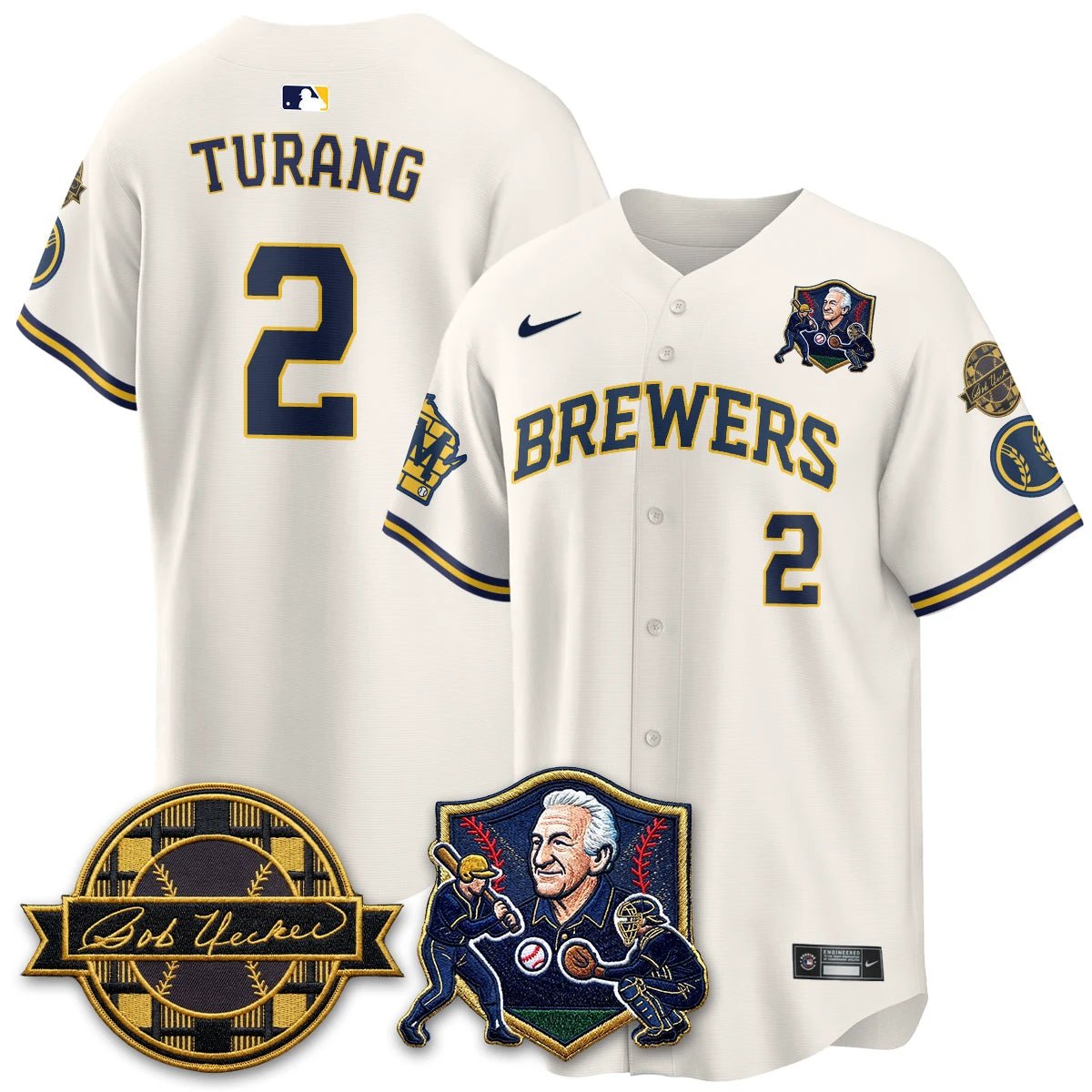 MIL Bob Uecker - 54 Seasons for Brewers' Vapor Limited Gold Jersey - All Stitched by Milwaukee Brewers