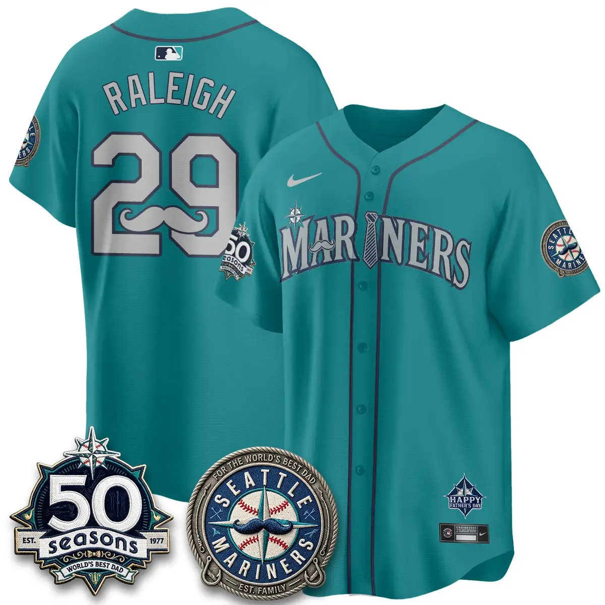 Seattle Mariners Happy Father's Day Vapor Jersey - Stitched by Seattle Mariners