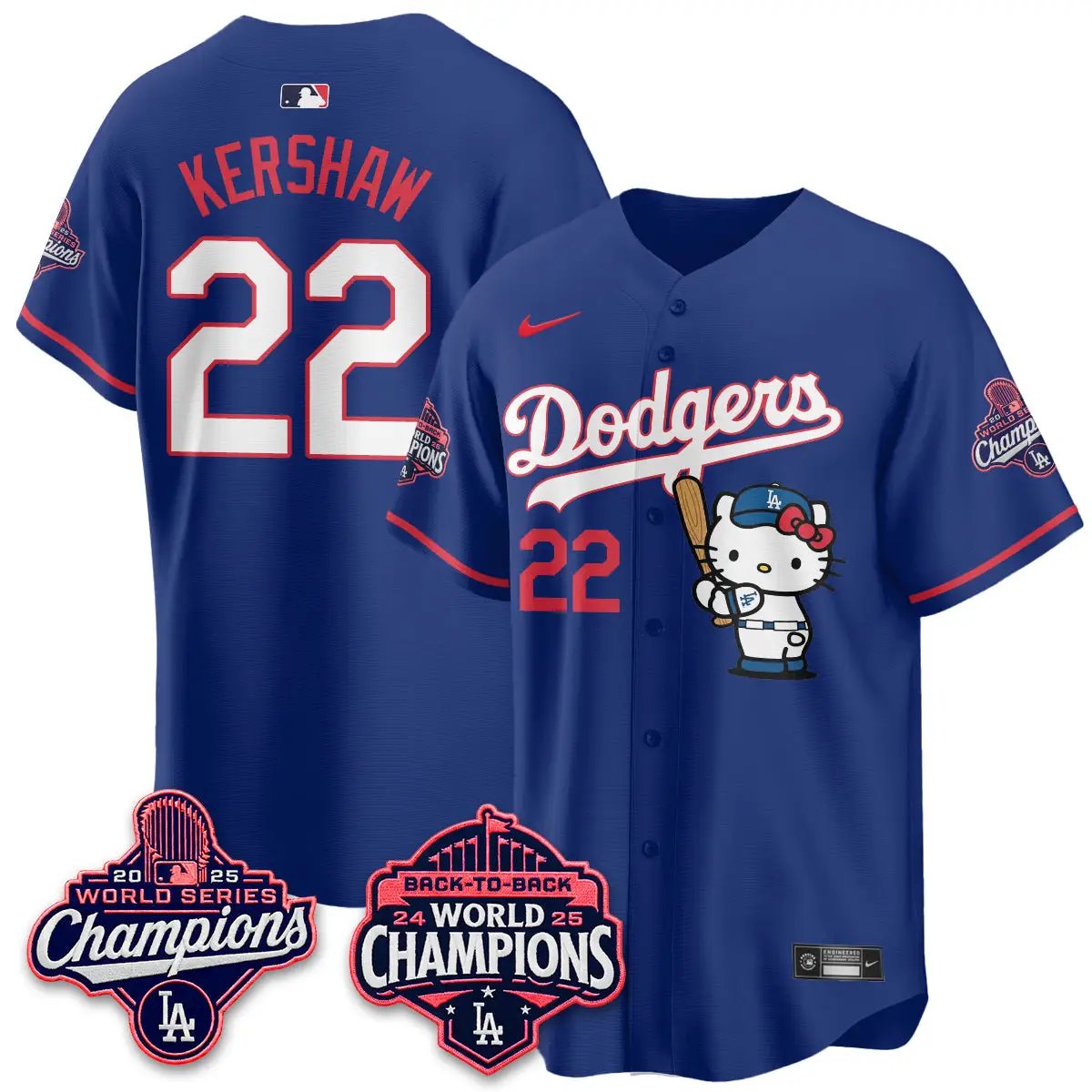LAD x Hello Kitty Night 2026 Vapor White Jersey - All Stitched by Los Angeles Dodgers