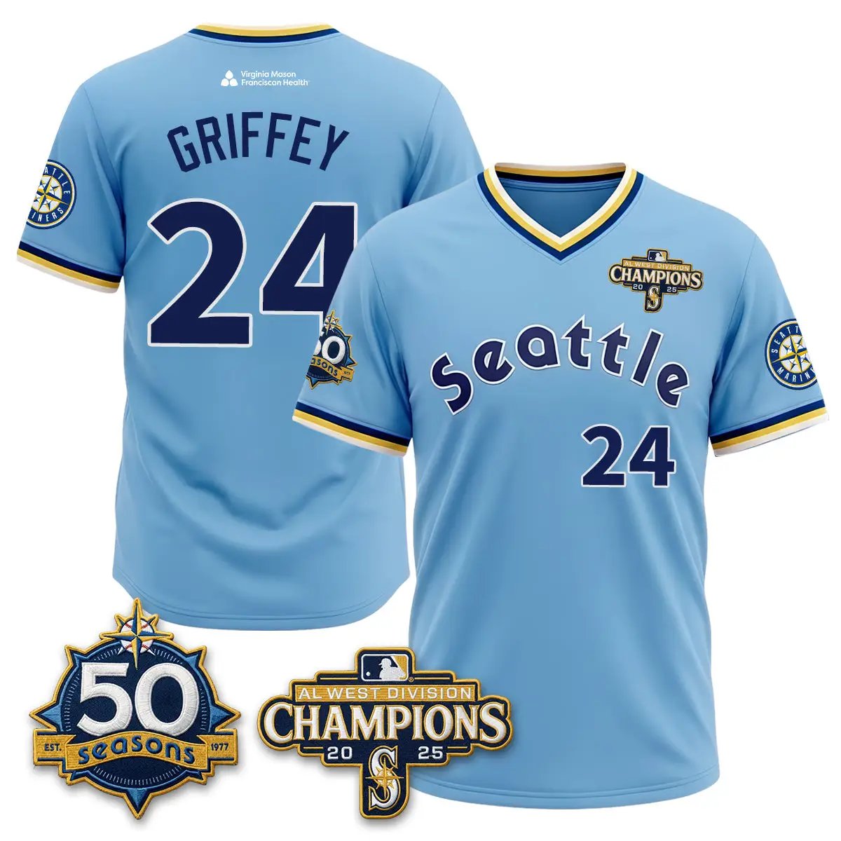 SEA 50th Anniversary Throwback Limited Jersey - All Stitched by Seattle Mariners