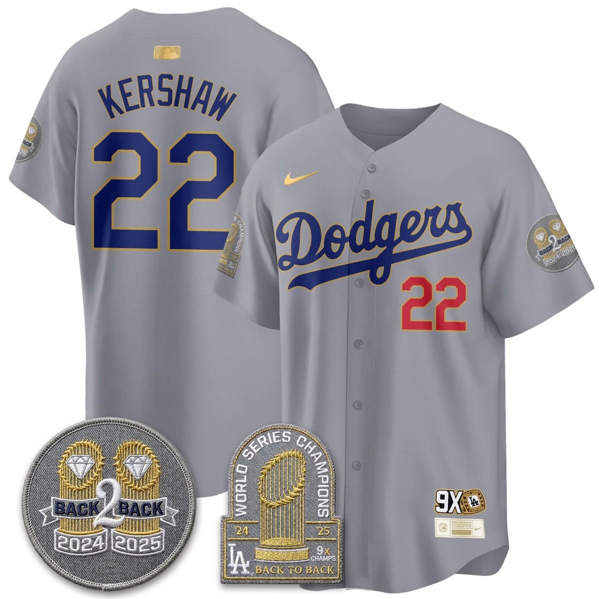 LAD Vapor Limited Jersey - Back to Back Champion - All Stitched by Los Angeles Dodgers