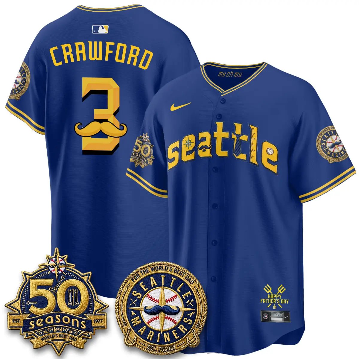 Seattle Mariners Happy Father's Day Vapor Jersey - Stitched by Seattle Mariners