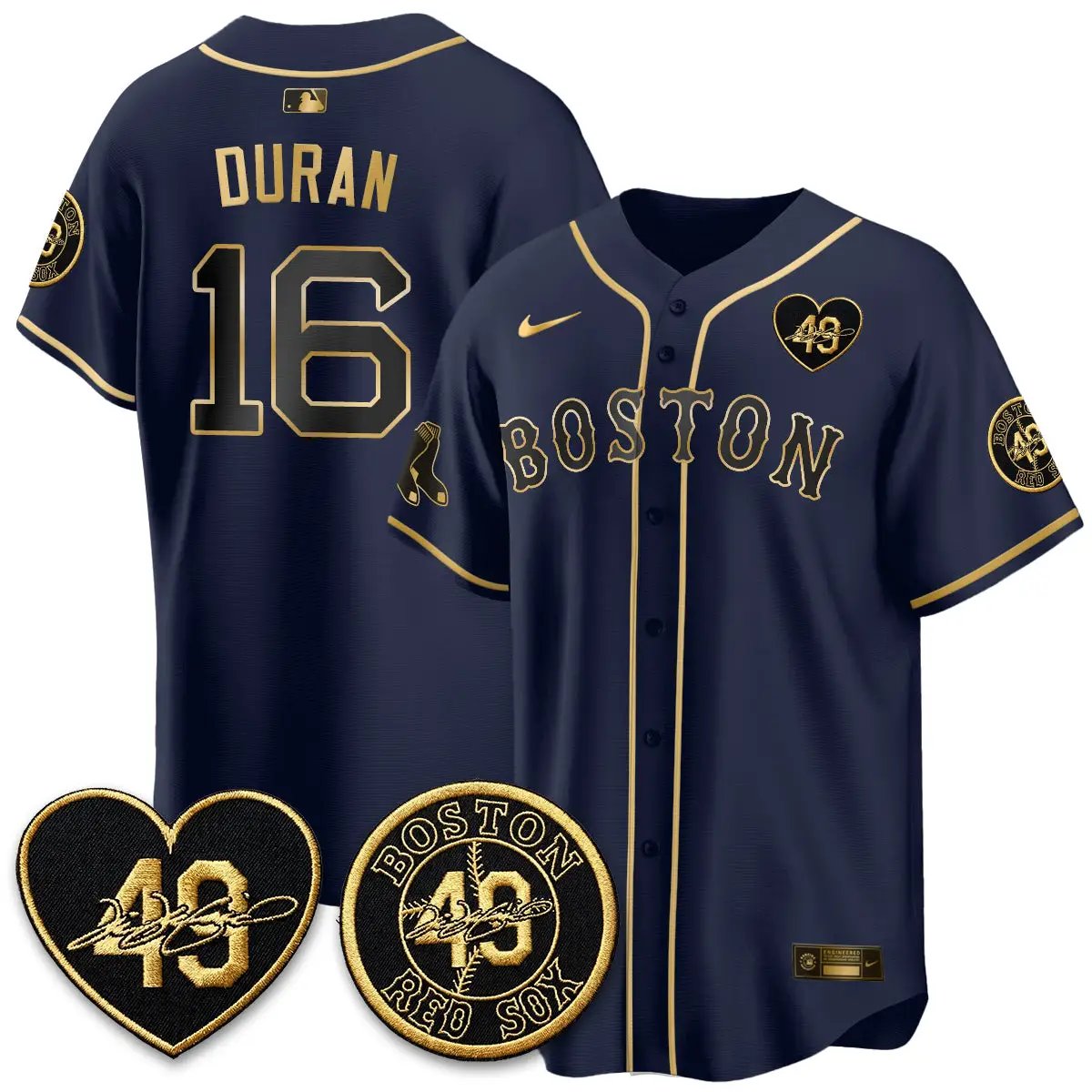 BOS Tim Wakefield Memorial Patch Vaper Premier Limited Gold Edition Jersey - All Stitched by Boston Red Sox