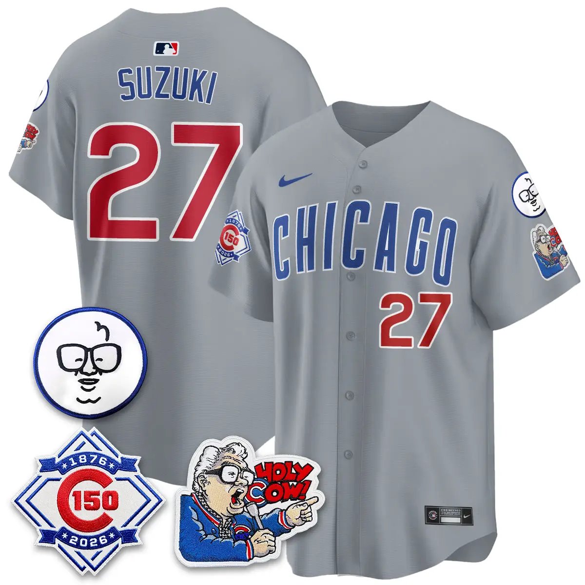 Chicago Cubs 150th Anniversary Harry Caray Holy Cow Vapor Premier Limited Jersey - All Stitched V2 by Chicago Cubs