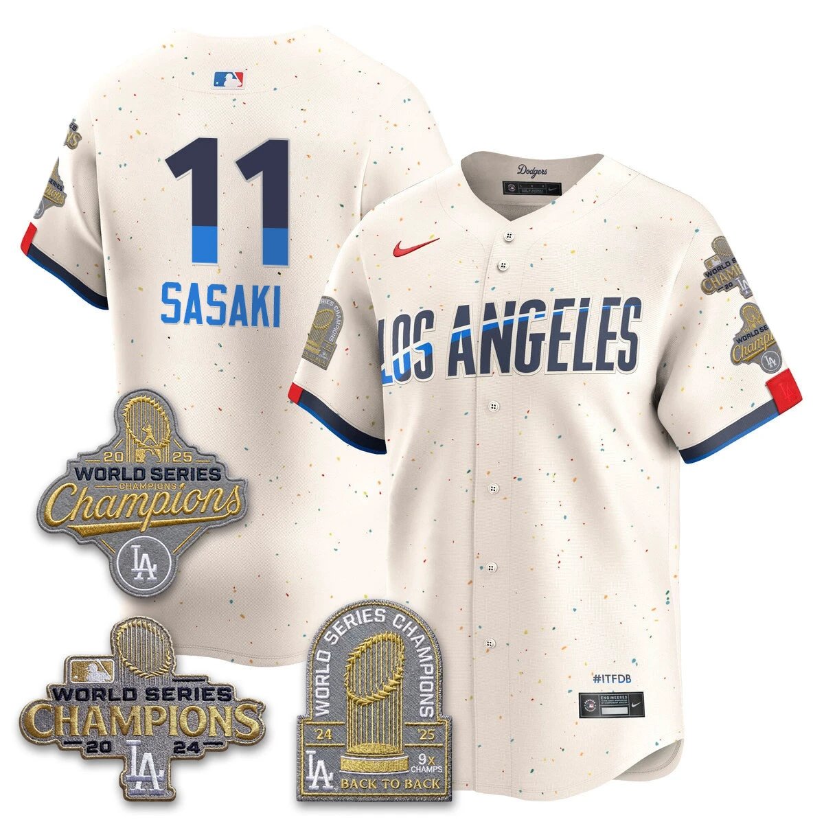 Los Angeles Dodgers Gold Collection Stadium Vapor Limited Jersey - Back to Back 9x Champs - All Stitched by Los Angeles Dodgers