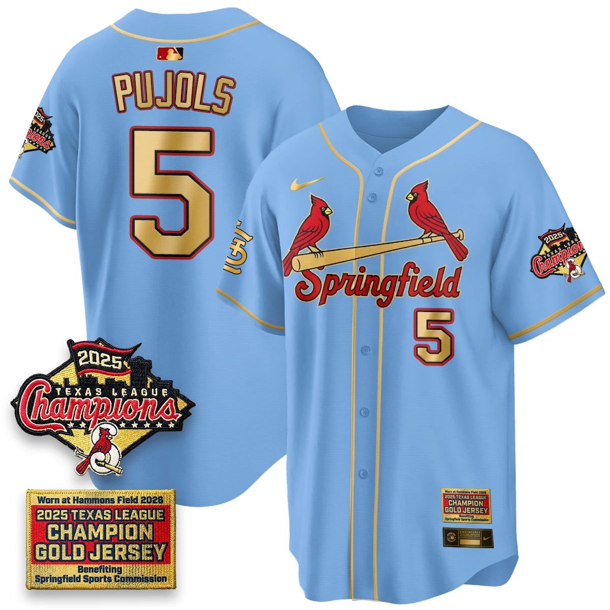 St. Louis Cardinals Springfield's Championship Gold Limited Jerseys - All Stitched by St. Louis Cardinals