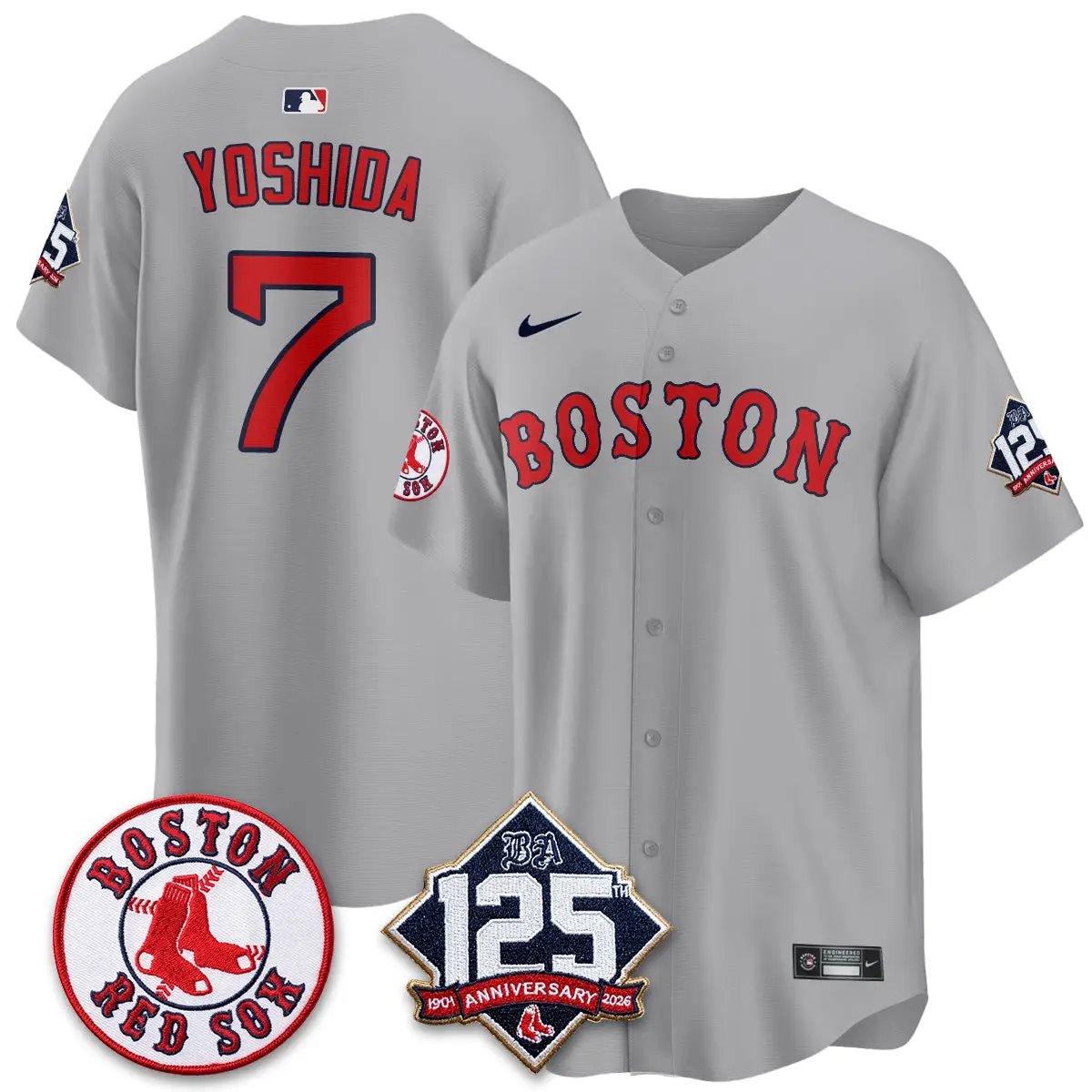 Boston Red Sox 125th Anniversary Patch Vapor Jersey - Stitched by Boston Red Sox