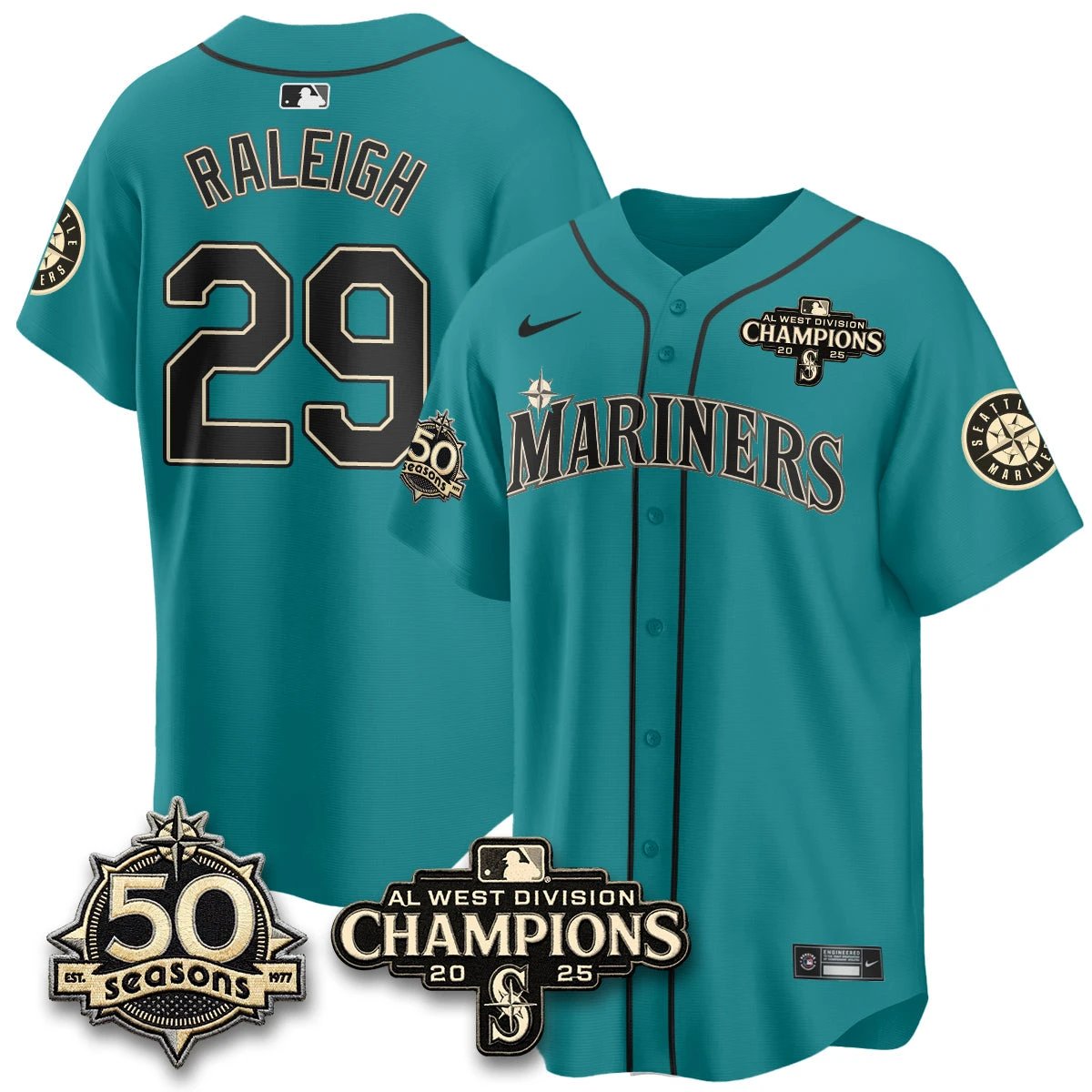 Seattle Mariners Vapor Premier Limited Jersey - 50th Anniversary & AL West Division Champions - Steelheads Community Funds - All Stitched by Seattle Mariners