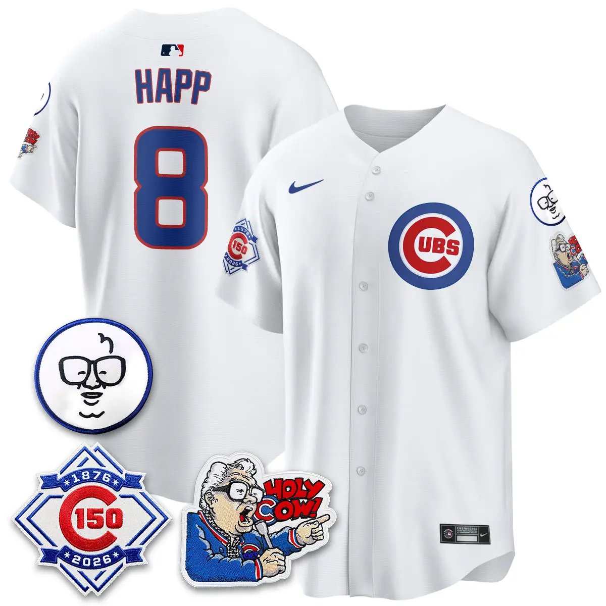 Chicago Cubs 150th Anniversary Harry Caray Holy Cow Vapor Premier Limited Jersey - All Stitched V2 by Chicago Cubs