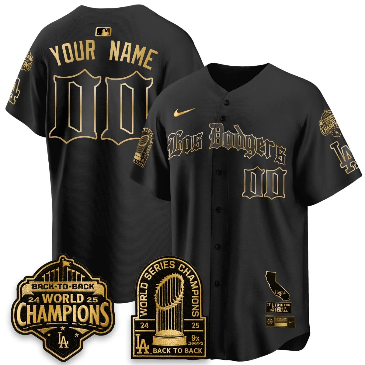 Los Angeles Dodgers World Series Champions Vapor Premier Limited Gothic Edition Custom Jersey - All Stitched by Los Angeles Dodgers