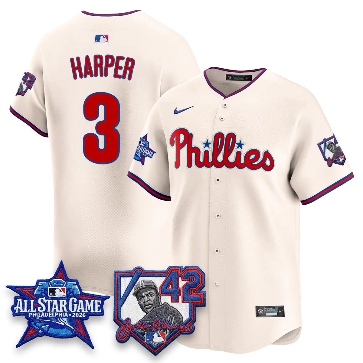 Philadelphia Phillies 2026 Jackie Robinson New Era - All Star Game Vapor Limited Jersey - All Stitched by Philadelphia Phillies