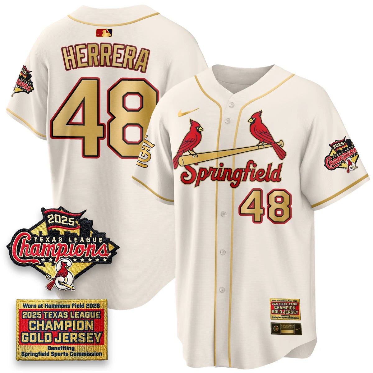 St. Louis Cardinals Springfield's Championship Gold Limited Jerseys - All Stitched by St. Louis Cardinals